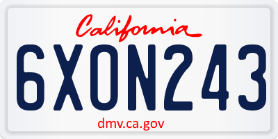 CA license plate 6XON243