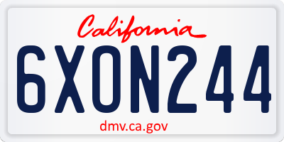 CA license plate 6XON244