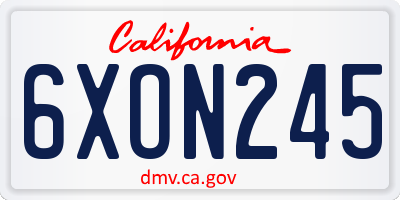 CA license plate 6XON245