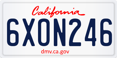 CA license plate 6XON246