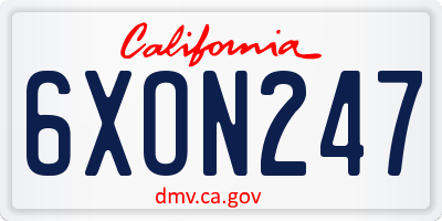 CA license plate 6XON247