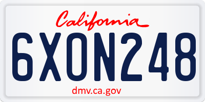 CA license plate 6XON248