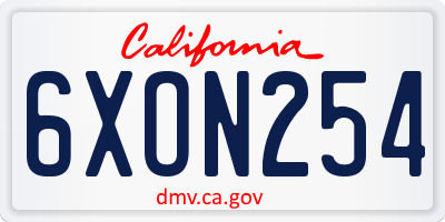 CA license plate 6XON254