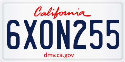 CA license plate 6XON255