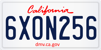 CA license plate 6XON256