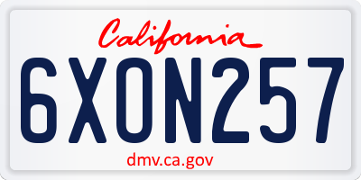 CA license plate 6XON257