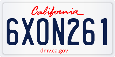CA license plate 6XON261