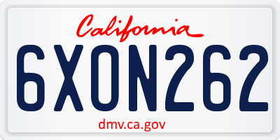 CA license plate 6XON262
