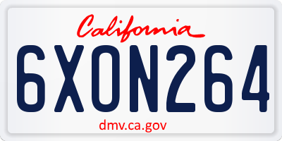 CA license plate 6XON264