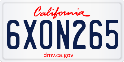CA license plate 6XON265