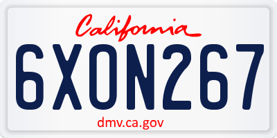 CA license plate 6XON267