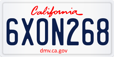CA license plate 6XON268