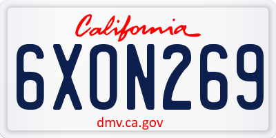 CA license plate 6XON269