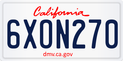 CA license plate 6XON270