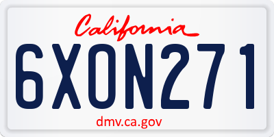 CA license plate 6XON271
