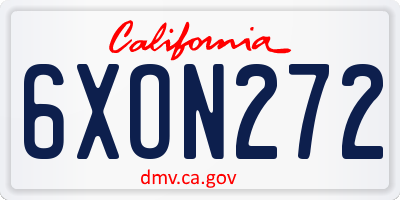 CA license plate 6XON272