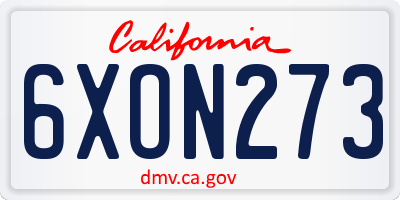 CA license plate 6XON273
