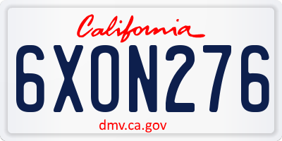 CA license plate 6XON276