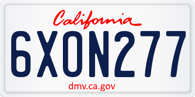 CA license plate 6XON277