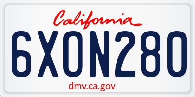 CA license plate 6XON280