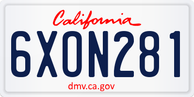 CA license plate 6XON281