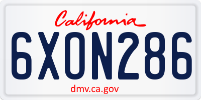 CA license plate 6XON286