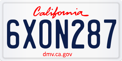 CA license plate 6XON287