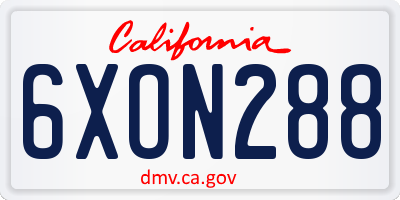 CA license plate 6XON288