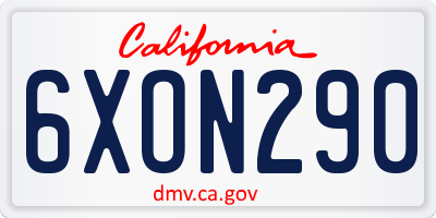 CA license plate 6XON290
