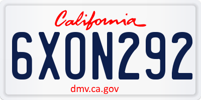 CA license plate 6XON292