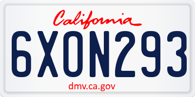 CA license plate 6XON293