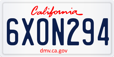 CA license plate 6XON294