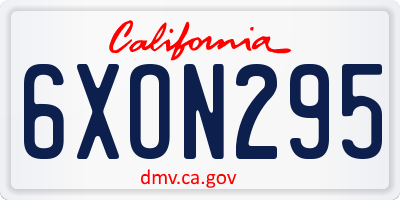CA license plate 6XON295