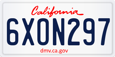 CA license plate 6XON297