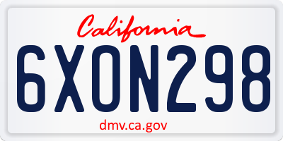 CA license plate 6XON298