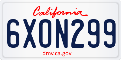 CA license plate 6XON299