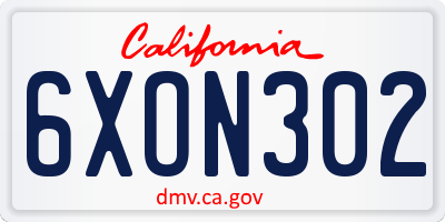 CA license plate 6XON302