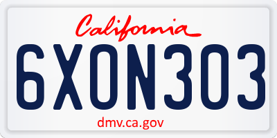 CA license plate 6XON303
