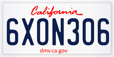 CA license plate 6XON306