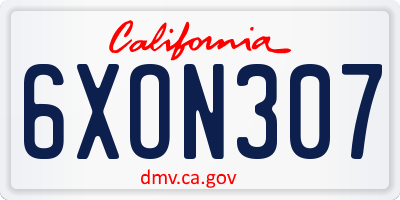 CA license plate 6XON307