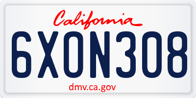 CA license plate 6XON308