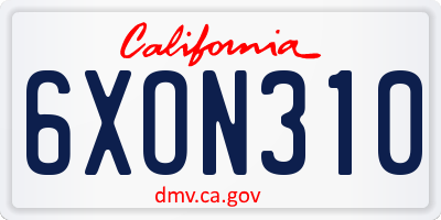 CA license plate 6XON310