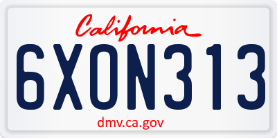 CA license plate 6XON313