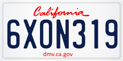 CA license plate 6XON319