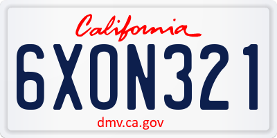 CA license plate 6XON321