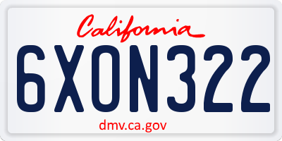 CA license plate 6XON322