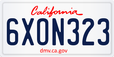 CA license plate 6XON323