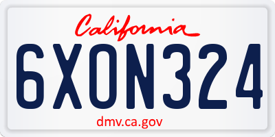 CA license plate 6XON324