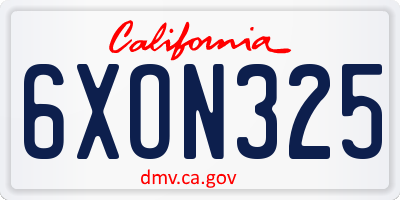 CA license plate 6XON325