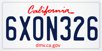 CA license plate 6XON326